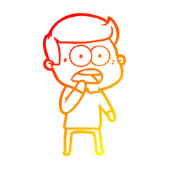 warm gradient line drawing cartoon shocked man