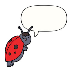 cute cartoon ladybug and speech bubble