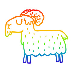 rainbow gradient line drawing cartoon black goat