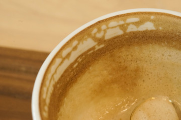 cup of coffee , empty coffee cup on the table