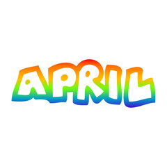 rainbow gradient line drawing cartoon month of april