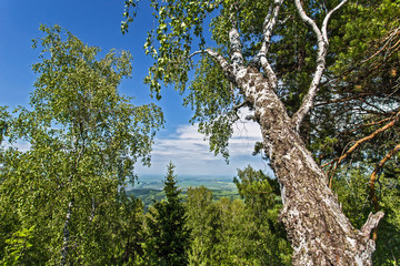 summer landscape with mountains and clouds