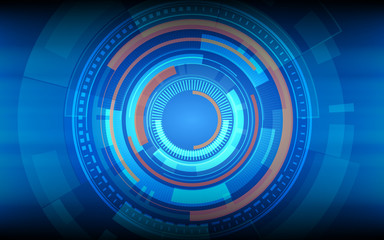 Abstract technology circles with space at center on dark blue color background