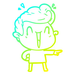 cold gradient line drawing cartoon excited man