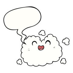 cartoon happy smoke cloud and speech bubble