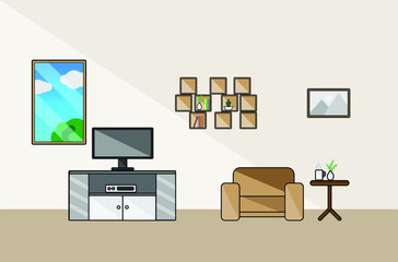 Living room flat designed liking simply by vector illustration