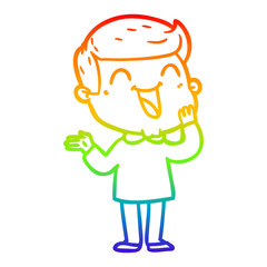rainbow gradient line drawing cartoon happy man