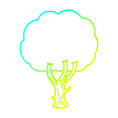 cold gradient line drawing cartoon blooming tree