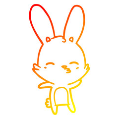 warm gradient line drawing curious bunny cartoon