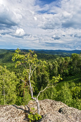 Obraz premium summer landscape with mountains and clouds