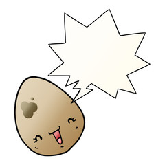 cartoon egg and speech bubble in smooth gradient style