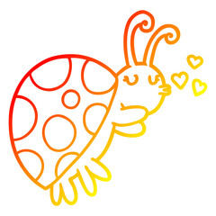 warm gradient line drawing cartoon ladybug