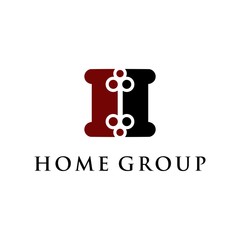 initial letter H with the key symbol for real estate company, logo design vector.