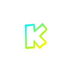 cold gradient line drawing cartoon letter k
