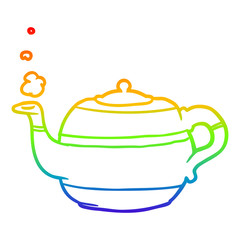 rainbow gradient line drawing tea pot