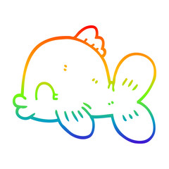 rainbow gradient line drawing cartoon fish swimming