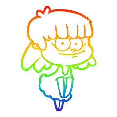 rainbow gradient line drawing cartoon smiling woman