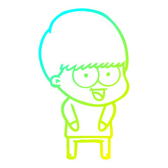 cold gradient line drawing happy cartoon boy
