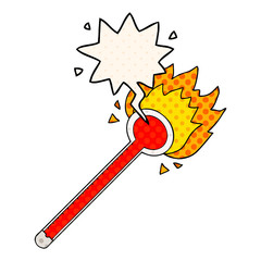 cartoon thermometer and speech bubble in comic book style