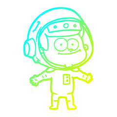 cold gradient line drawing happy astronaut cartoon