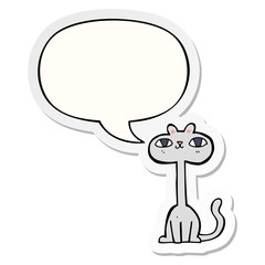 cartoon cat and speech bubble sticker