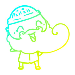 cold gradient line drawing happy man with beard and winter hat