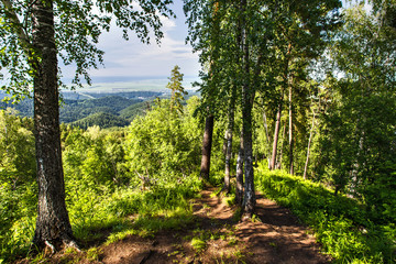 summer landscape with mountains and clouds