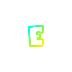 cold gradient line drawing cartoon letter e