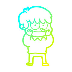 cold gradient line drawing happy cartoon man