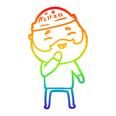 rainbow gradient line drawing cartoon happy bearded man