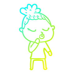 cold gradient line drawing cartoon calm woman