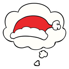 cartoon christmas hat and thought bubble