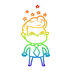 rainbow gradient line drawing cartoon excited man