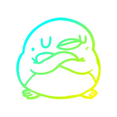 cold gradient line drawing penguin with crossed arms