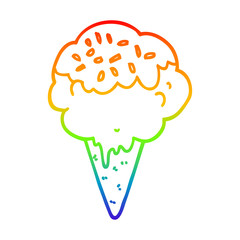 rainbow gradient line drawing cartoon ice cream
