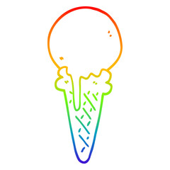 rainbow gradient line drawing cartoon ice cream cone