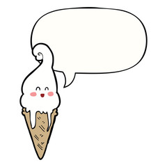 cartoon ice cream and speech bubble