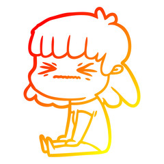 warm gradient line drawing cartoon woman