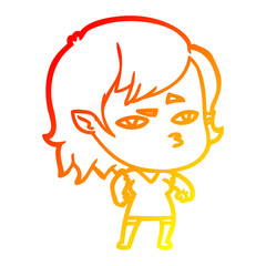 warm gradient line drawing cartoon vampire girl