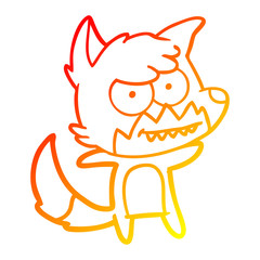 warm gradient line drawing cartoon grinning fox
