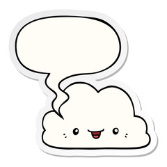cute cartoon cloud and speech bubble sticker