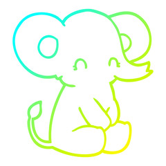 cold gradient line drawing cute cartoon elephant