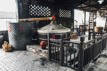 The traditional Old white liquor or Rice whisky factory in China