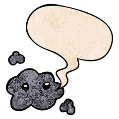 cute cartoon cloud and speech bubble in retro texture style