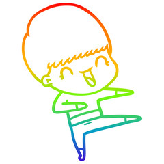 rainbow gradient line drawing happy cartoon boy