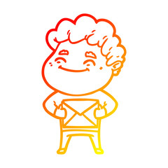 warm gradient line drawing cartoon friendly man
