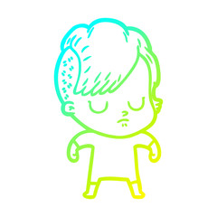 cold gradient line drawing cartoon woman