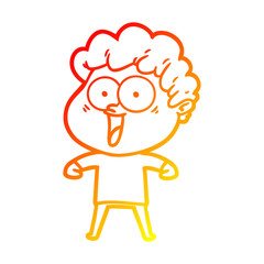 warm gradient line drawing cartoon happy man