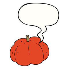 cartoon pumpkin and speech bubble