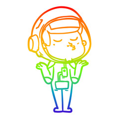 rainbow gradient line drawing cartoon confident astronaut © lineartestpilot